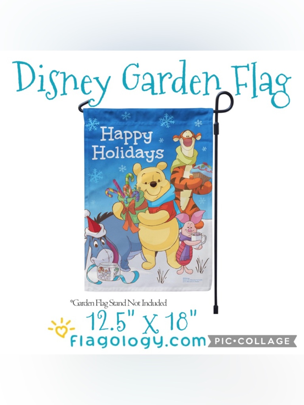 Disney 100-Acre Winnie the Pooh Tigger Christmas Garden Flag 12.5" x 18" NEW